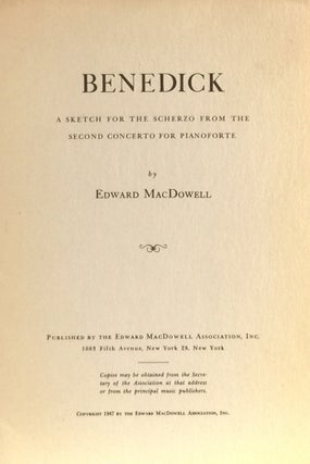 Item #010735 Benedick: A sketch for the Scherzo from the Second Concerto for Pianoforte. EDWARD...