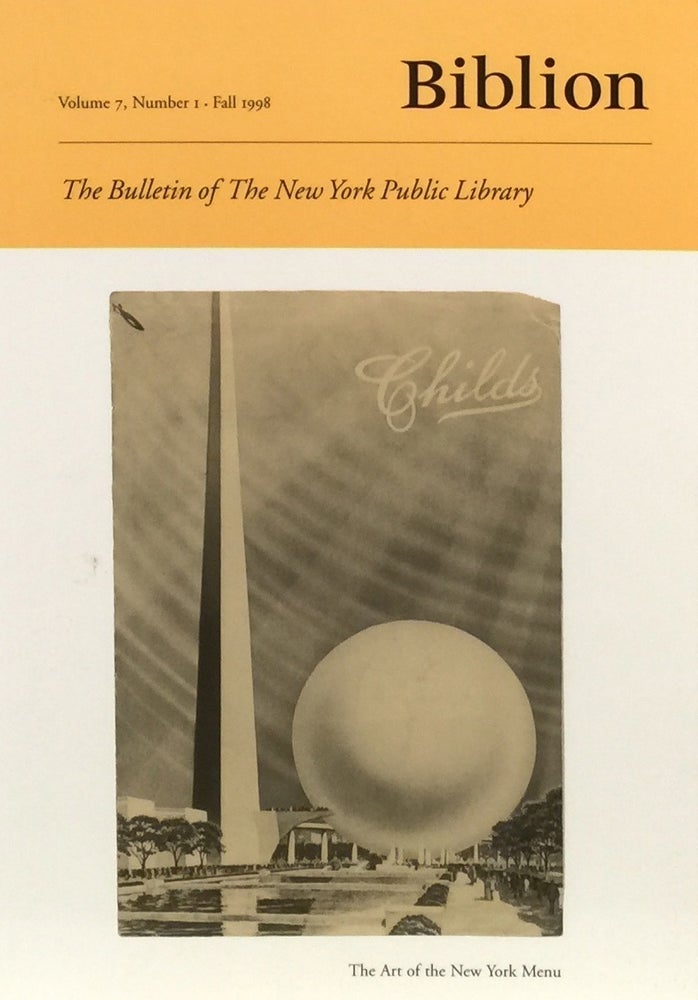 Item #010964 Biblion: The Bulletin of the New York Public Library Speial New York Issue. ANN SKILLION.
