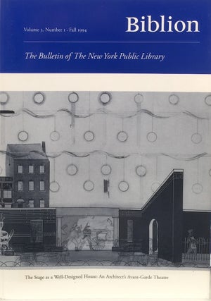 Item #011021 Biblion: The Bulletin of the New York Public Library, Fall, 1994. ANN SKILLION,...