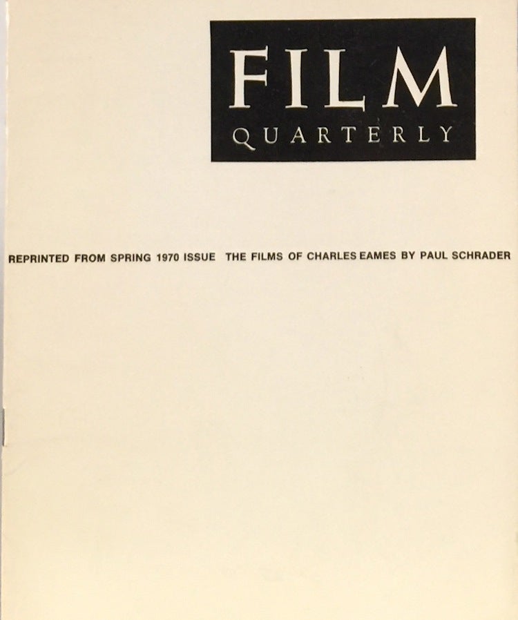 Item #011206 Poetry of Ideas: The Films of Charles Eames. PAUL SCHRADER.