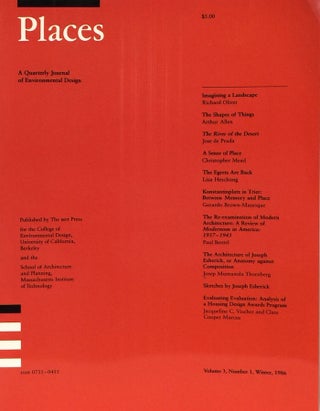 Item #011222 Places: Quarterly Journal of Environmental Design : Winter 1986 Volume 3 Number 1....