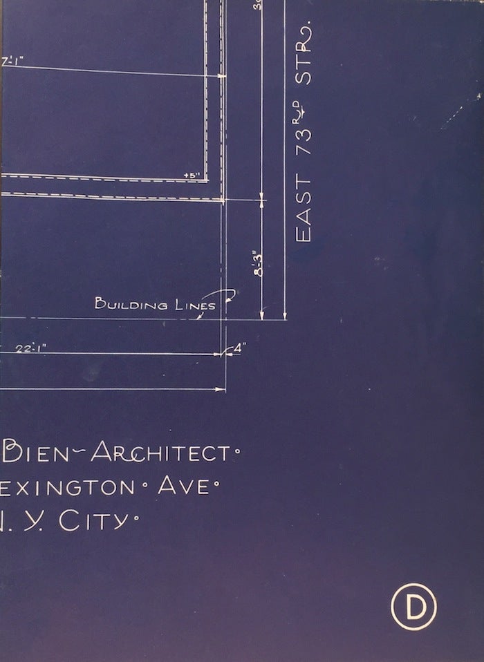 Item #011362 Promotional Faux Blueprints for Apartment Building at Madison Ave. & East Seventy Third Street. SYLVAN BIEN.