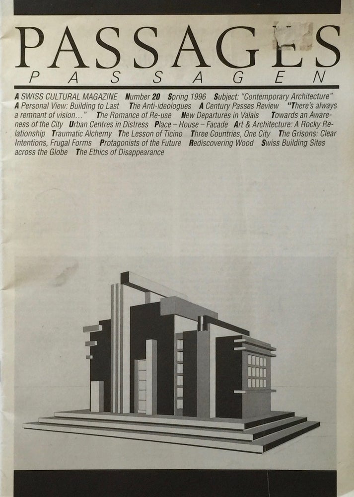 Item #011926 Passages Passagen: A Swiss Cultural Magazine Spring 1996. EILEEN WALLISER-SCHWARZBART.