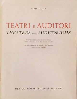 Item #012328 Theatres and Auditoriums / Teatri e Auditori. ROBERTO ALOI